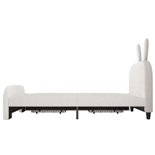 Cama de criança 90x200 cm com 2 gavetas - cabeceira em forma de coelho - Branco