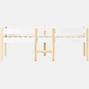 Cama alta com grades de proteção - madeira maciça de pinho - 90x190 cm - Branco