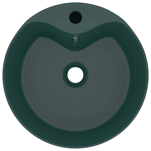 Lavatório - Lavabo - Pia de banheiro c extravasamento 36x13cm cerâmica verde-escuro mate