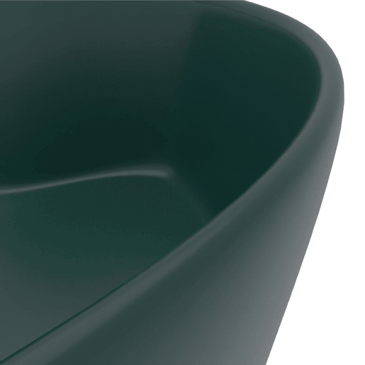 Lavatório - Lavabo - Pia de banheiro c extravasamento 36x13cm cerâmica verde-escuro mate