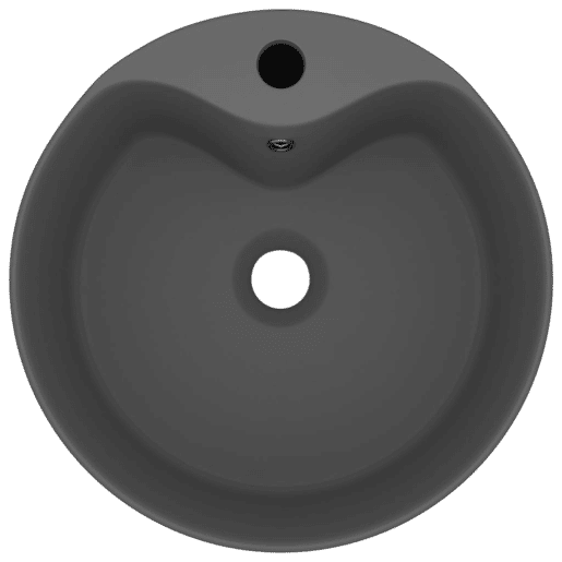 Lavatório - Lavabo - Pia de banheiro c extravasamento 36x13cm cerâmica cinza-escuro mate