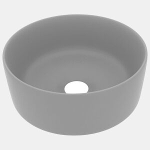 Lavatório - Lavabo - Pia de banheiro luxuoso redondo 40x15 cm cerâmica cinzento-claro mate