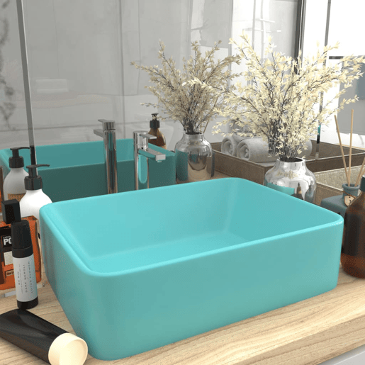 Lavatório - Lavabo - Pia de banheiro luxuoso 41x30x12 cm cerâmica verde-claro mate