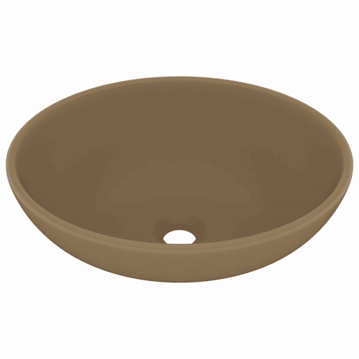 Lavatório - Lavabo - Pia de banheiro luxuoso formato oval 40x33 cm cerâmica creme mate
