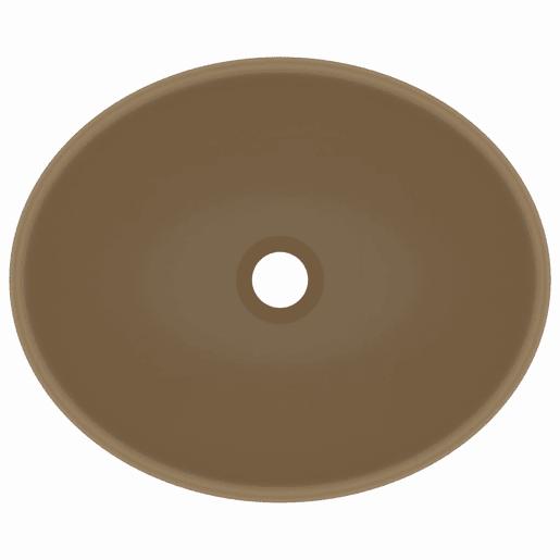 Lavatório - Lavabo - Pia de banheiro luxuoso formato oval 40x33 cm cerâmica creme mate