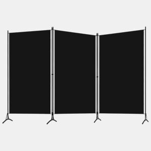 Biombo - Separador de Ambientes - Divisória de quarto com 3 painéis 260x180 cm preto