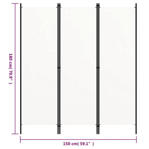 Biombo - Separador de Ambientes - Divisória de quarto com 3 painéis 150x180 cm branco Biombo - Separador de Ambientes - Divisória de quarto com 3 painéis 150x180 cm branco