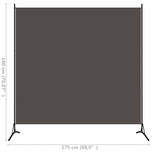 Biombo - Separador de Ambientes - Divisória de quarto com 1 painel 175x180 cm antracite