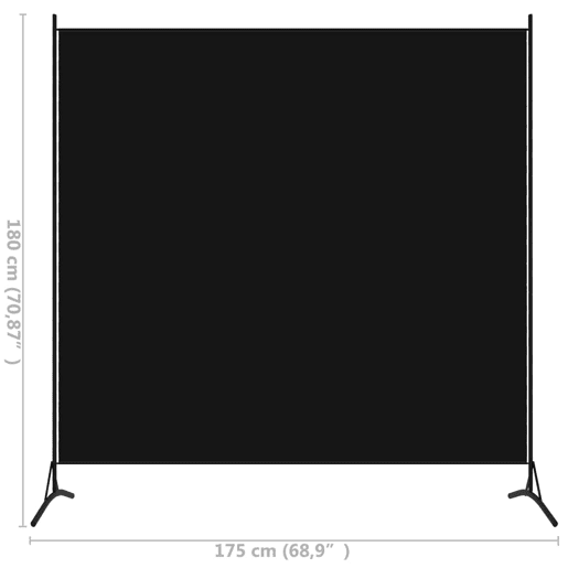 Biombo - Separador de Ambientes - Divisória com 1 painel 175x180 cm preto