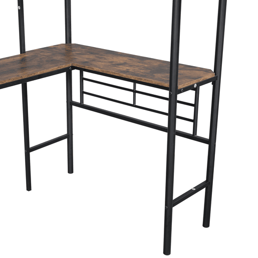 Cama mezzanine - 2 camas 90x200 cm - 2 secretárias debaixo da cama - Preto