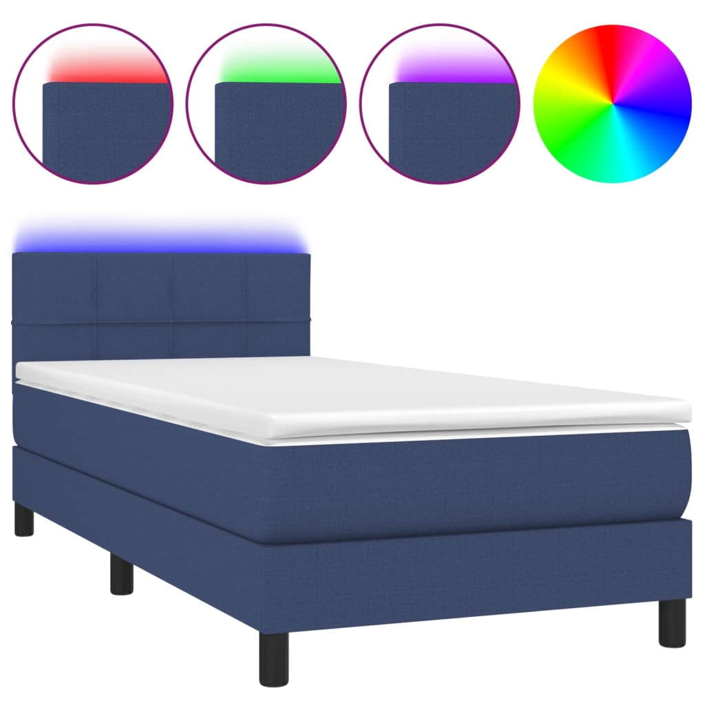 Cama box spring 90x200 Azul