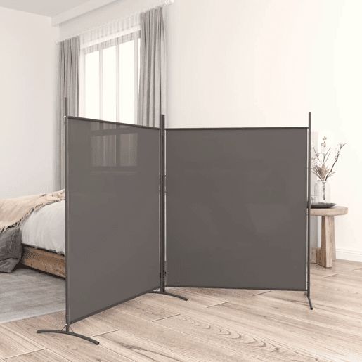 Biombo - Separador de Ambientes - Divisória com 2 painéis 348x180 cm tecido antracite