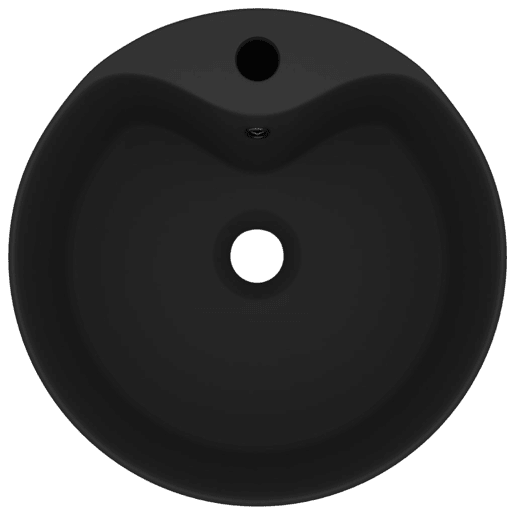 Lavatório - Lavabo - Pia de banheiro com extravasamento 36x13 cm cerâmica preto mate