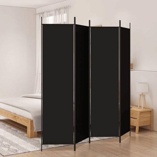 Biombo - Separador de Ambientes - Divisória com 4 painéis 200x200 cm tecido preto Biombo - Separador de Ambientes - Divisória com 4 painéis 200x200 cm tecido preto