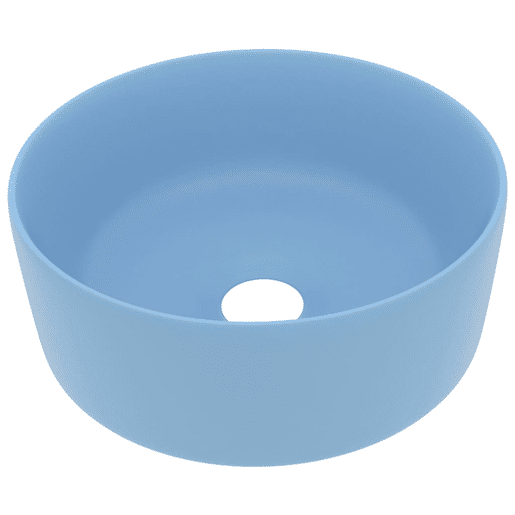 Lavatório - Lavabo - Pia de banheiro luxuoso redondo 40x15 cm cerâmica azul-claro mate