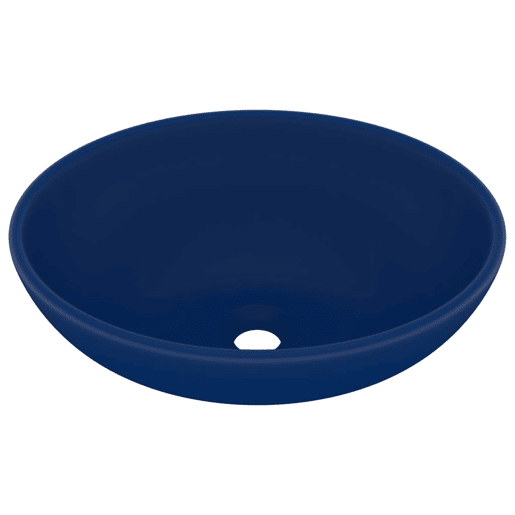 Lavatório - Lavabo - Pia de banheiro luxuoso oval 40x33cm cerâmica azul-escuro mate
