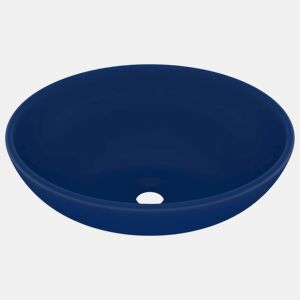Lavatório - Lavabo - Pia de banheiro luxuoso oval 40x33cm cerâmica azul-escuro mate