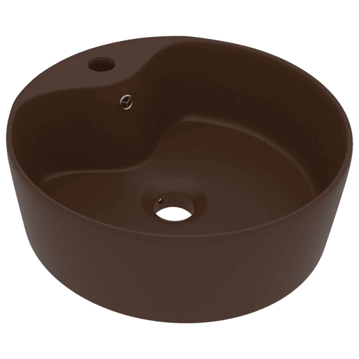 Lavatório - Lavabo - Pia de banheiro c extravasamento 36x13cm cerâmica castanho-esc. mate Lavatório - Lavabo - Pia de banheiro c extravasamento 36x13cm cerâmica castanho-esc. mate
