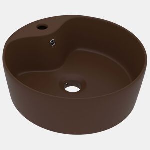 Lavatório - Lavabo - Pia de banheiro c extravasamento 36x13cm cerâmica castanho-esc. mate