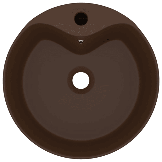 Lavatório - Lavabo - Pia de banheiro c extravasamento 36x13cm cerâmica castanho-esc. mate Lavatório - Lavabo - Pia de banheiro c extravasamento 36x13cm cerâmica castanho-esc. mate