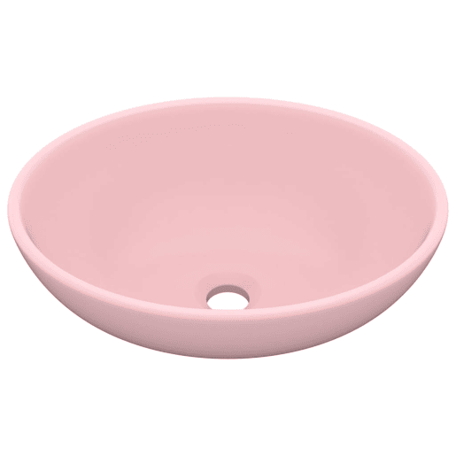 Lavatório - Lavabo - Pia de banheiro luxuoso formato oval 40x33 cm cerâmica rosa mate