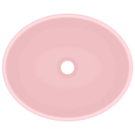 Lavatório - Lavabo - Pia de banheiro luxuoso formato oval 40x33 cm cerâmica rosa mate
