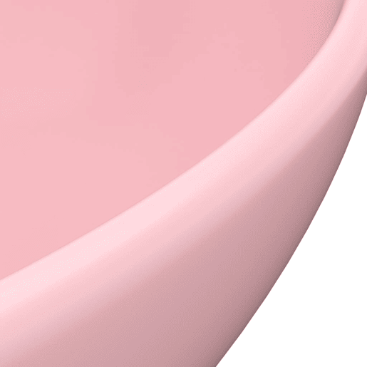 Lavatório - Lavabo - Pia de banheiro luxuoso formato oval 40x33 cm cerâmica rosa mate