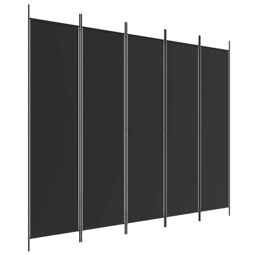 Biombo - Separador de Ambientes - Divisória de quarto com 5 painéis 250x200 cm tecido preto