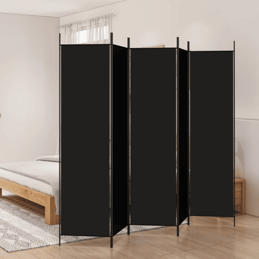 Biombo - Separador de Ambientes - Divisória de quarto com 5 painéis 250x200 cm tecido preto