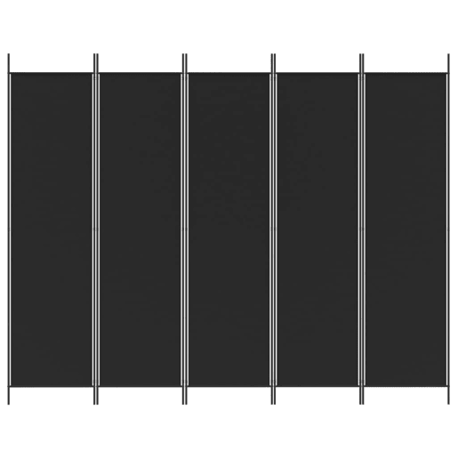 Biombo - Separador de Ambientes - Divisória de quarto com 5 painéis 250x200 cm tecido preto