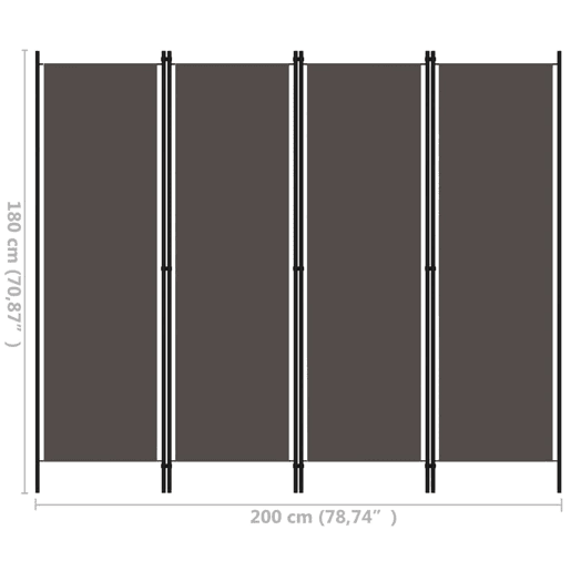 Biombo - Separador de Ambientes - Divisória de quarto com 4 painéis 200x180 cm antracite