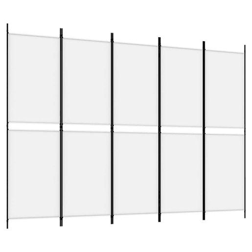 Biombo - Separador de Ambientes - Divisória com 5 painéis 250x180 cm tecido branco