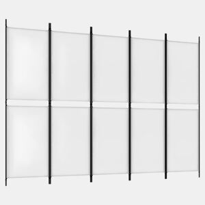 Biombo - Separador de Ambientes - Divisória com 5 painéis 250x180 cm tecido branco