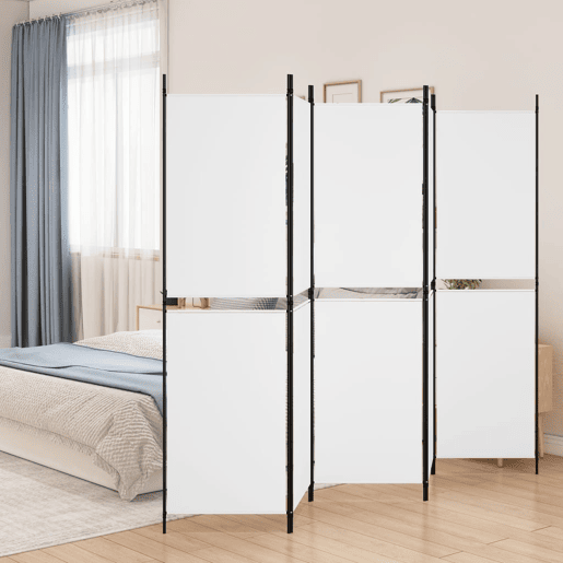 Biombo - Separador de Ambientes - Divisória com 5 painéis 250x180 cm tecido branco