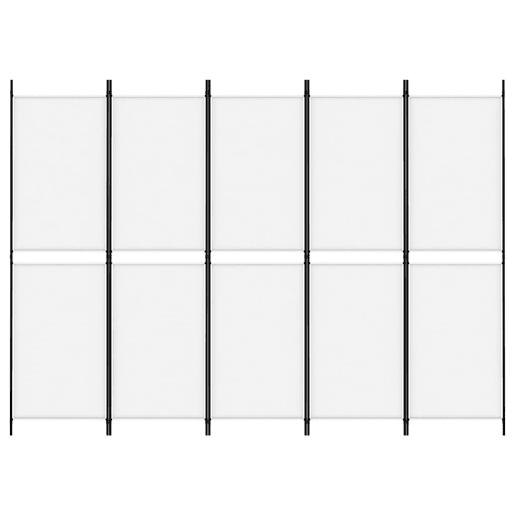 Biombo - Separador de Ambientes - Divisória com 5 painéis 250x180 cm tecido branco