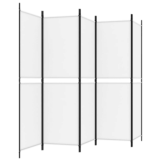 Biombo - Separador de Ambientes - Divisória com 5 painéis 250x180 cm tecido branco