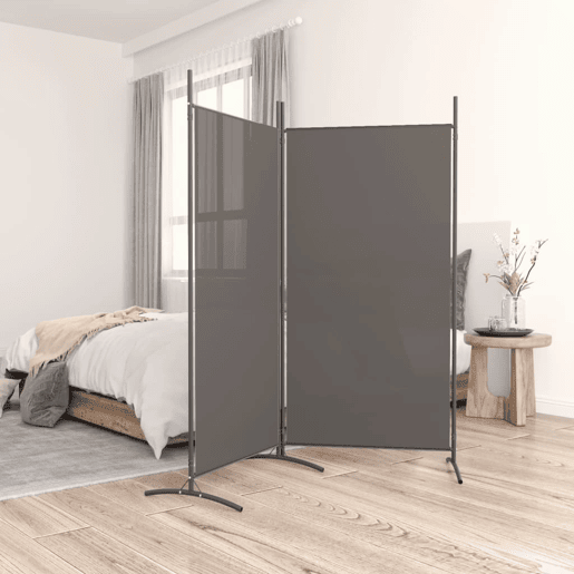 Biombo - Separador de Ambientes - Divisória com 2 painéis 175x180 cm tecido antracite