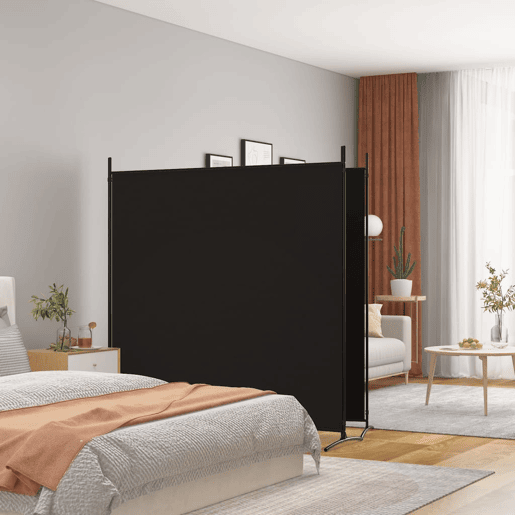 Biombo - Separador de Ambientes - Divisória com 2 painéis 348x180 cm tecido preto
