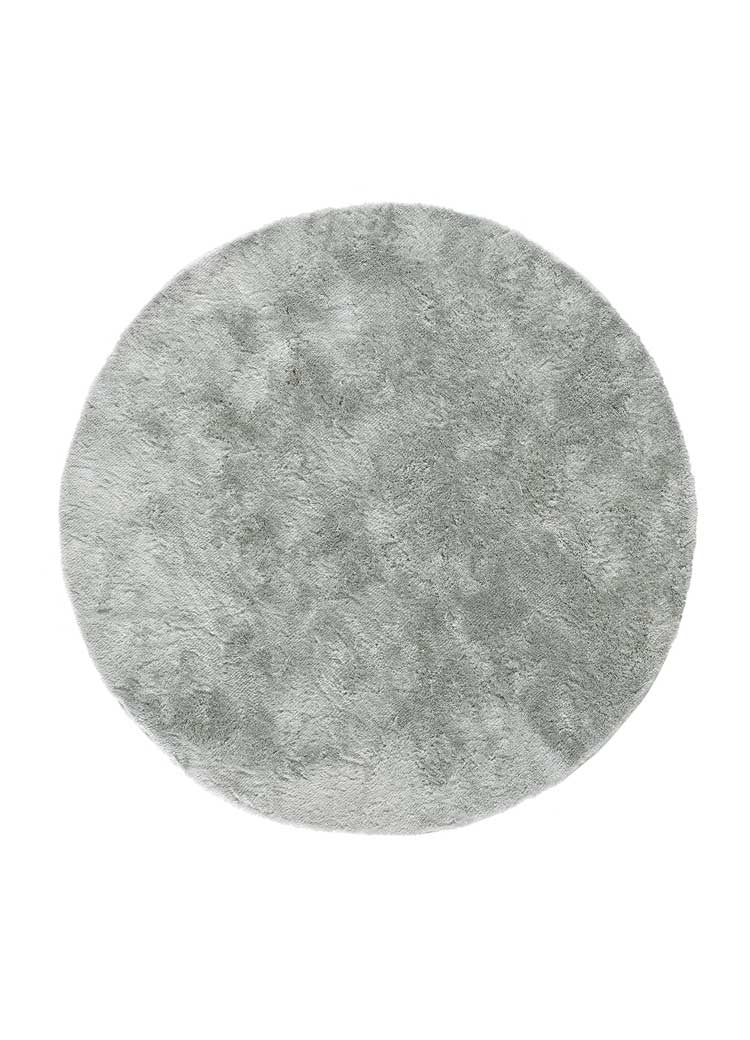 Alfombra redonda lisa de pelo alto plata roma, 120x120 cm - atticgo