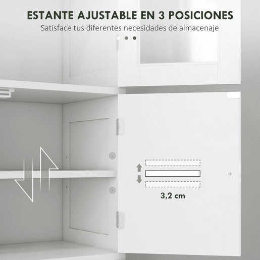 HOMCOM Armário Alto de Casa de Banho com 6 Portas, Prateleiras Ajustáveis, Sistema Antiqueda, Estilo Moderno, 60x30x170,5 cm, Branco