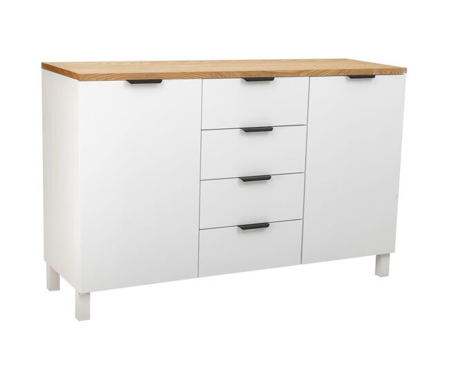 Aparador de madera 4 cajones y 2 puertas 124x40x80h cm