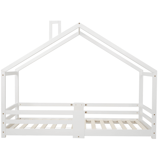 Cama de cabina com grelha de proteção - 90x200cm - madeira maciça - Branco