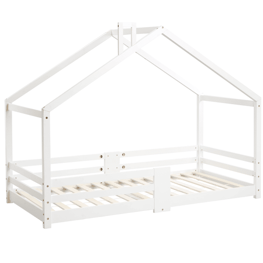 Cama de cabina com grelha de proteção - 90x200cm - madeira maciça - Branco