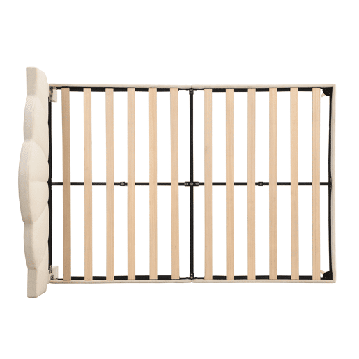 Cama de criança em veludo - 140x200cm - cabeceira em forma de concha - Bege