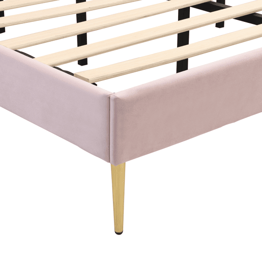 Cama de criança em veludo - 140x190cm - cabeceira em forma de concha - Rosa