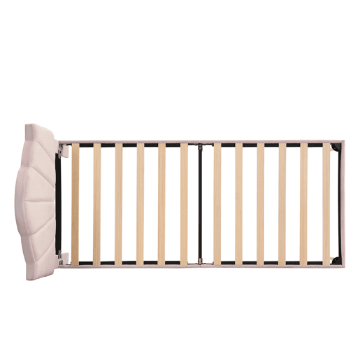 Cama de veludo para criança - 90x200cm - cabeceira em forma de concha - Rosa