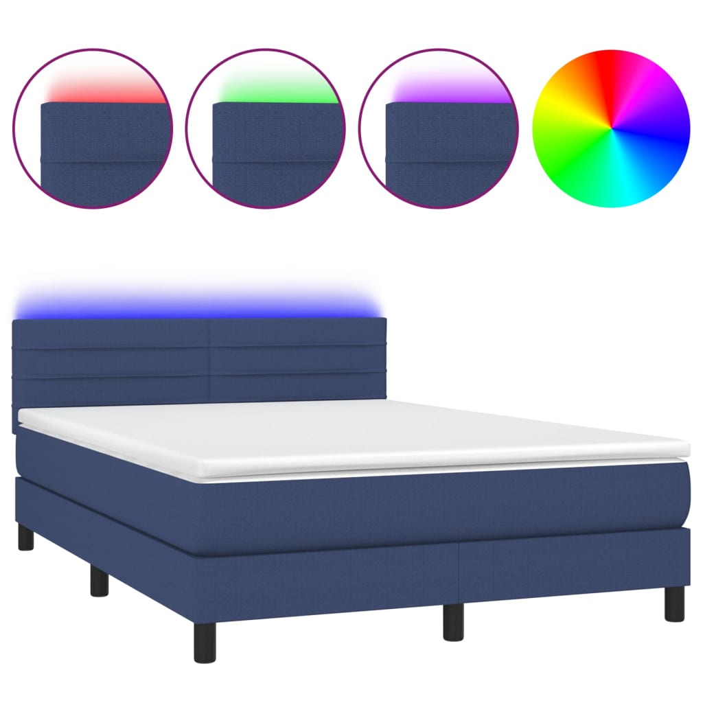 Cama box spring 140x190 Azul