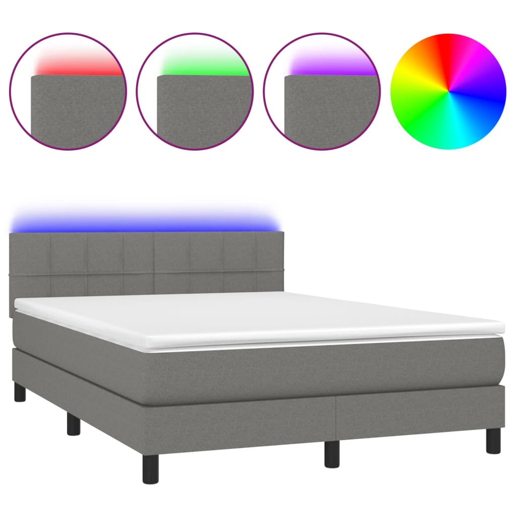 Cama box spring 140x190 Gris Oscuro