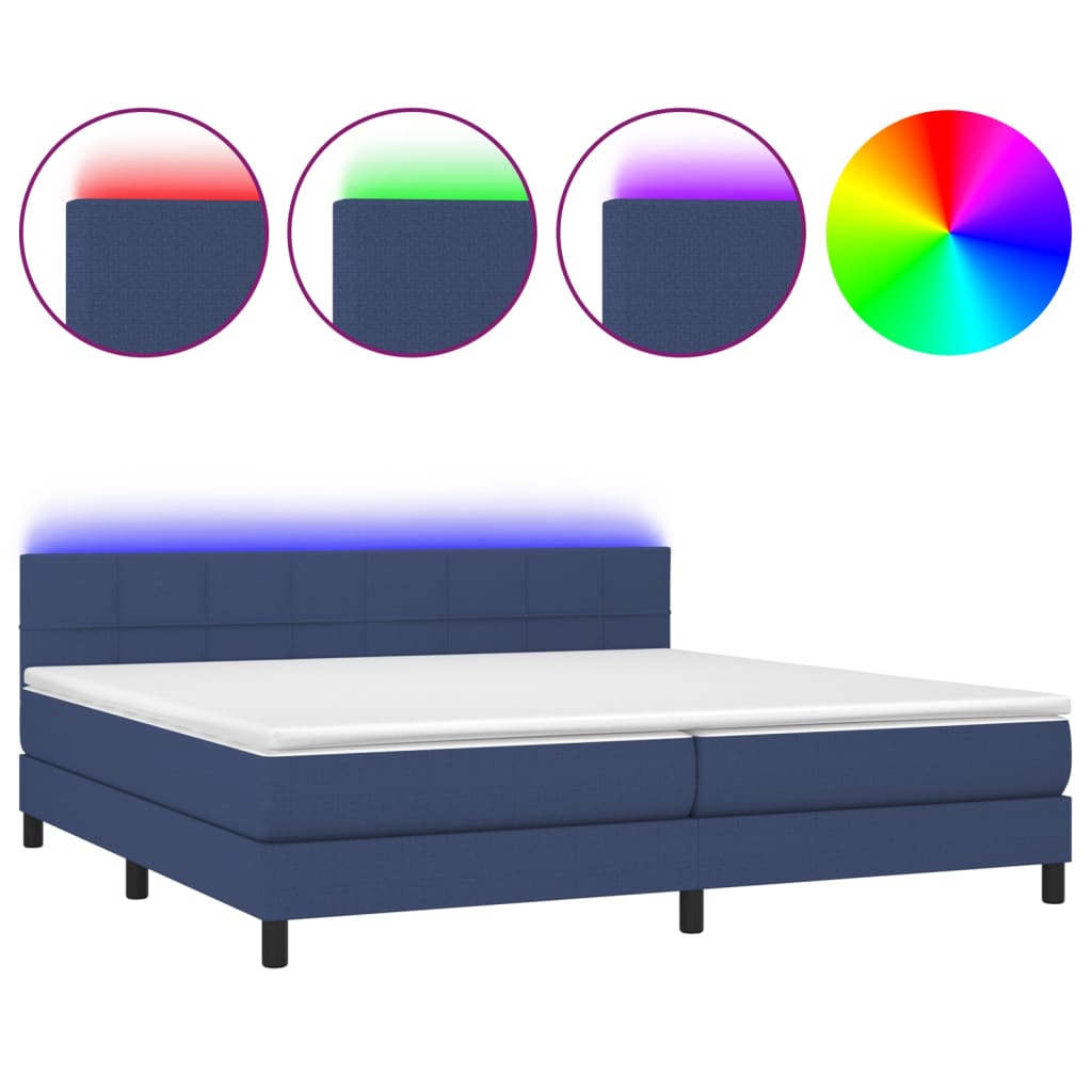 Cama box spring 200x200 Azul