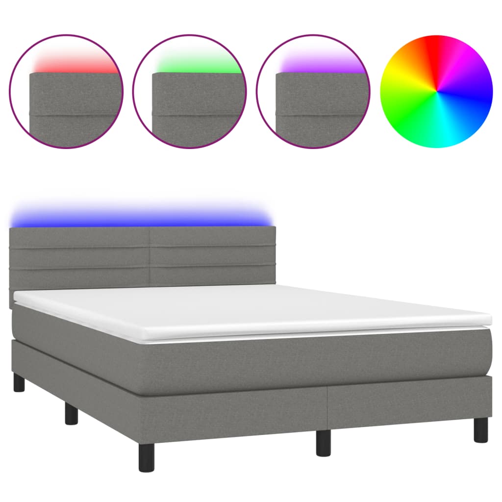 Cama box spring 140x190 Gris Oscuro